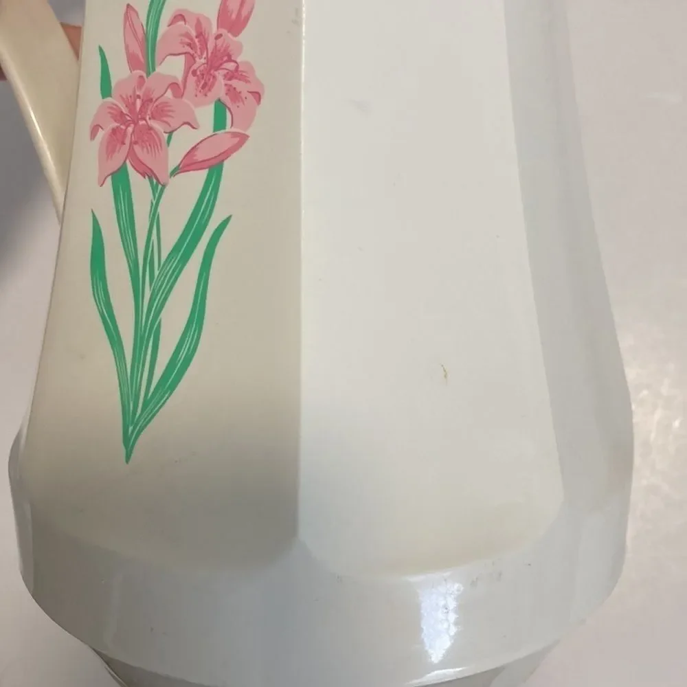 Vintage 80s Thermos Pink Flower Christa Coffee Butler Carafe